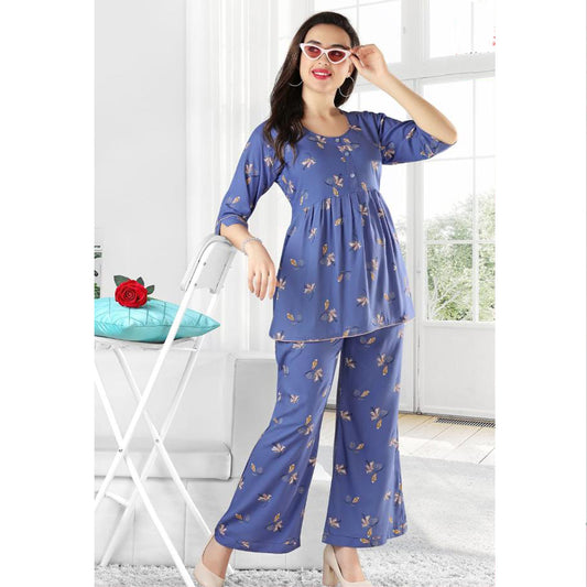 Printed Women Cord Set / Night Wear- PL030