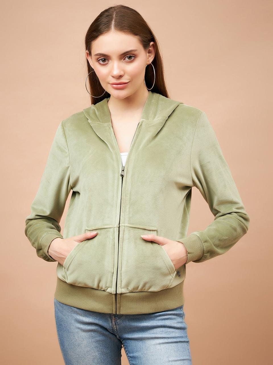 Velvet Zipper Jacket - Stylish Upper with Hoodie or Withou