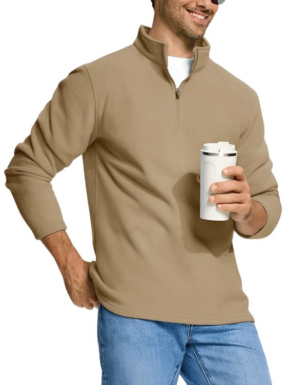 Simple Elegance: Men's Solid Half Zip Woolen Sweater Pullover