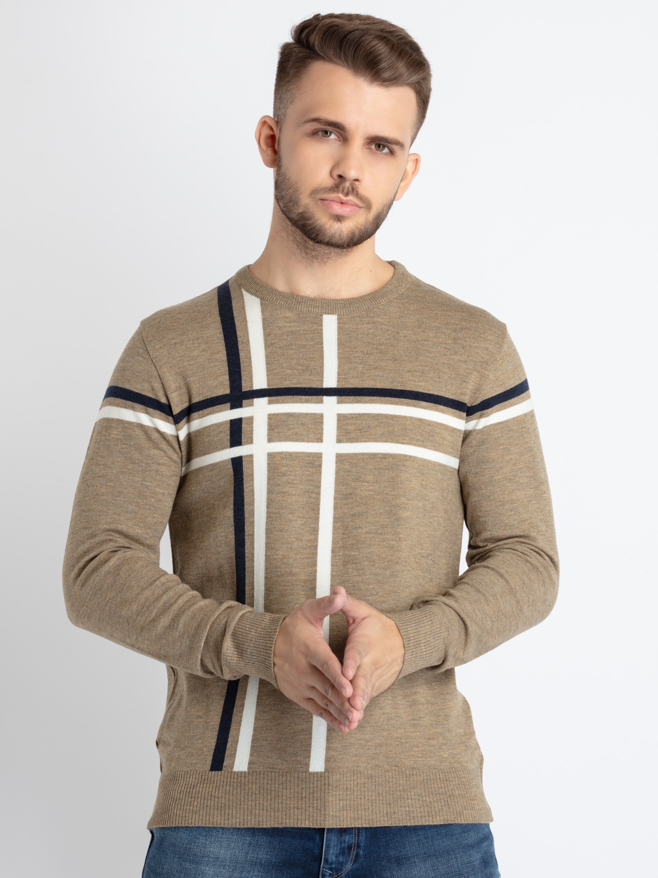 Comfortable round neck warm men's top sweater