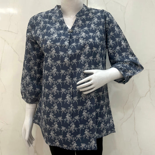 Ladies Floral V-Neck Printed short Kurti Top 