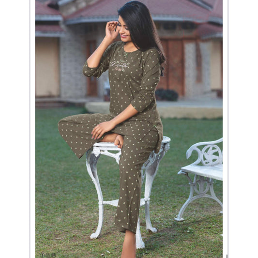 Women long sleeve printed Hosiery night suit Juliet-22619