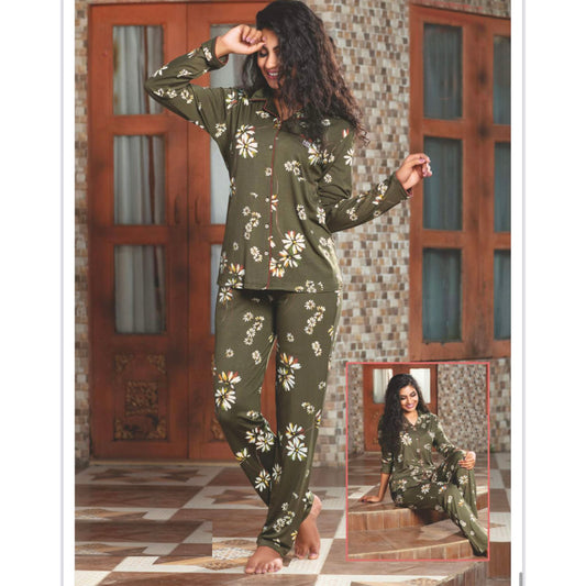 Women long sleeve printed Hosiery night suit Juliet-22568