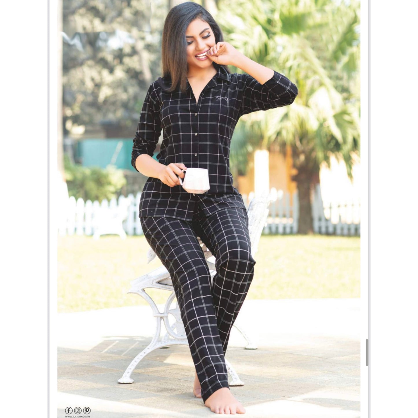 Women long sleeve printed Hosiery night suit Juliet-22546