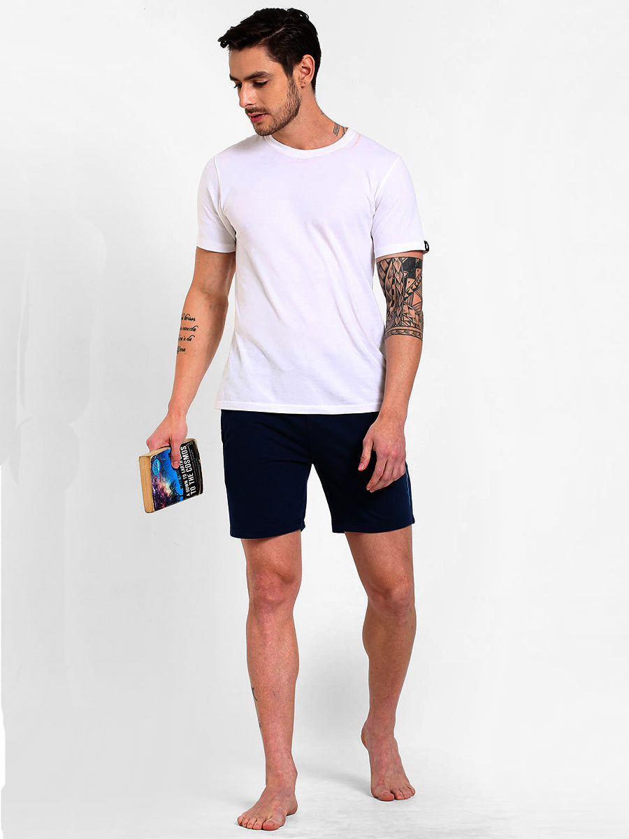 Men's Black Knit Cotton Shorts