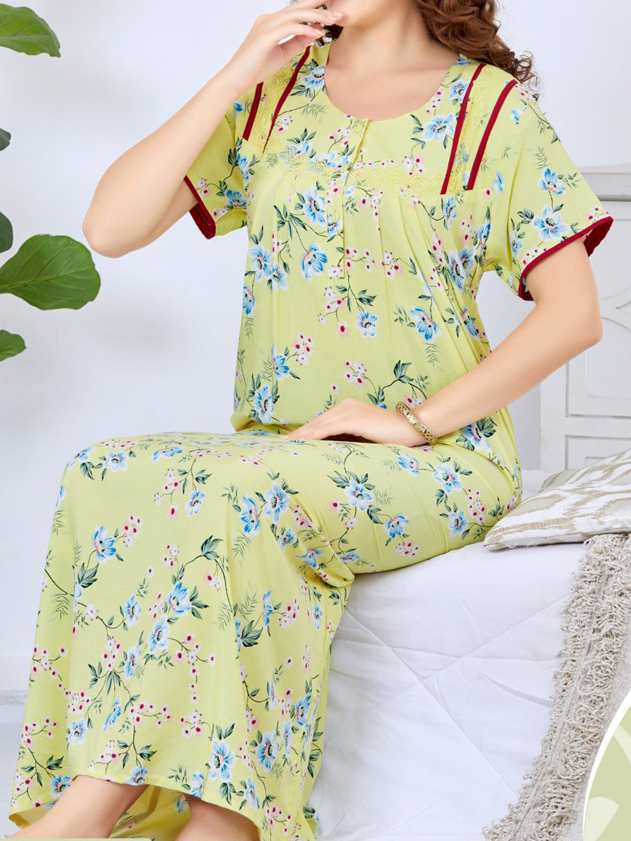 Women Printed Cotton Nighty Zenia - 2941