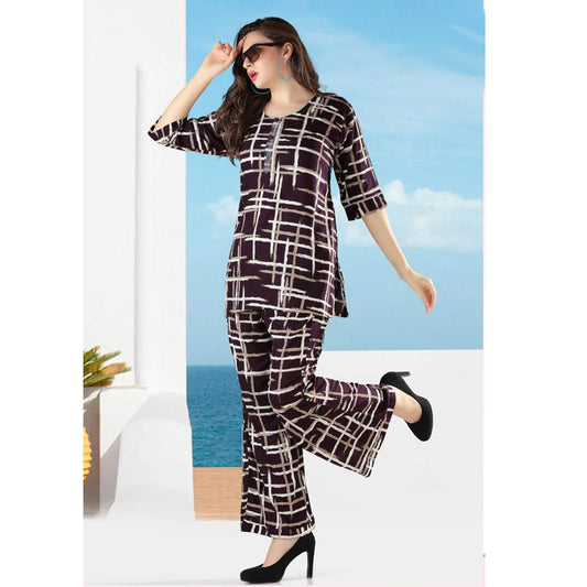 Printed Women Cord Set / Night Wear- PL083