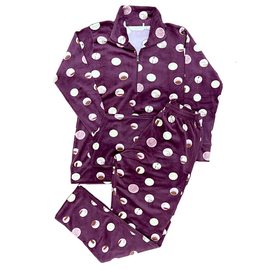 In Touche Ladies Wine Dot Track Suit 