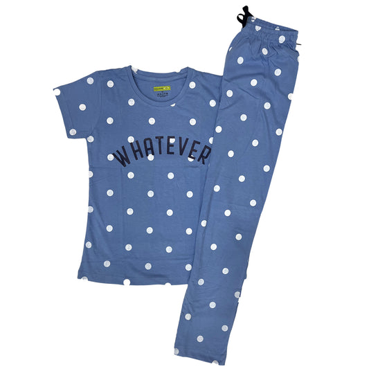 Square Dot Girls Blue Night Suit