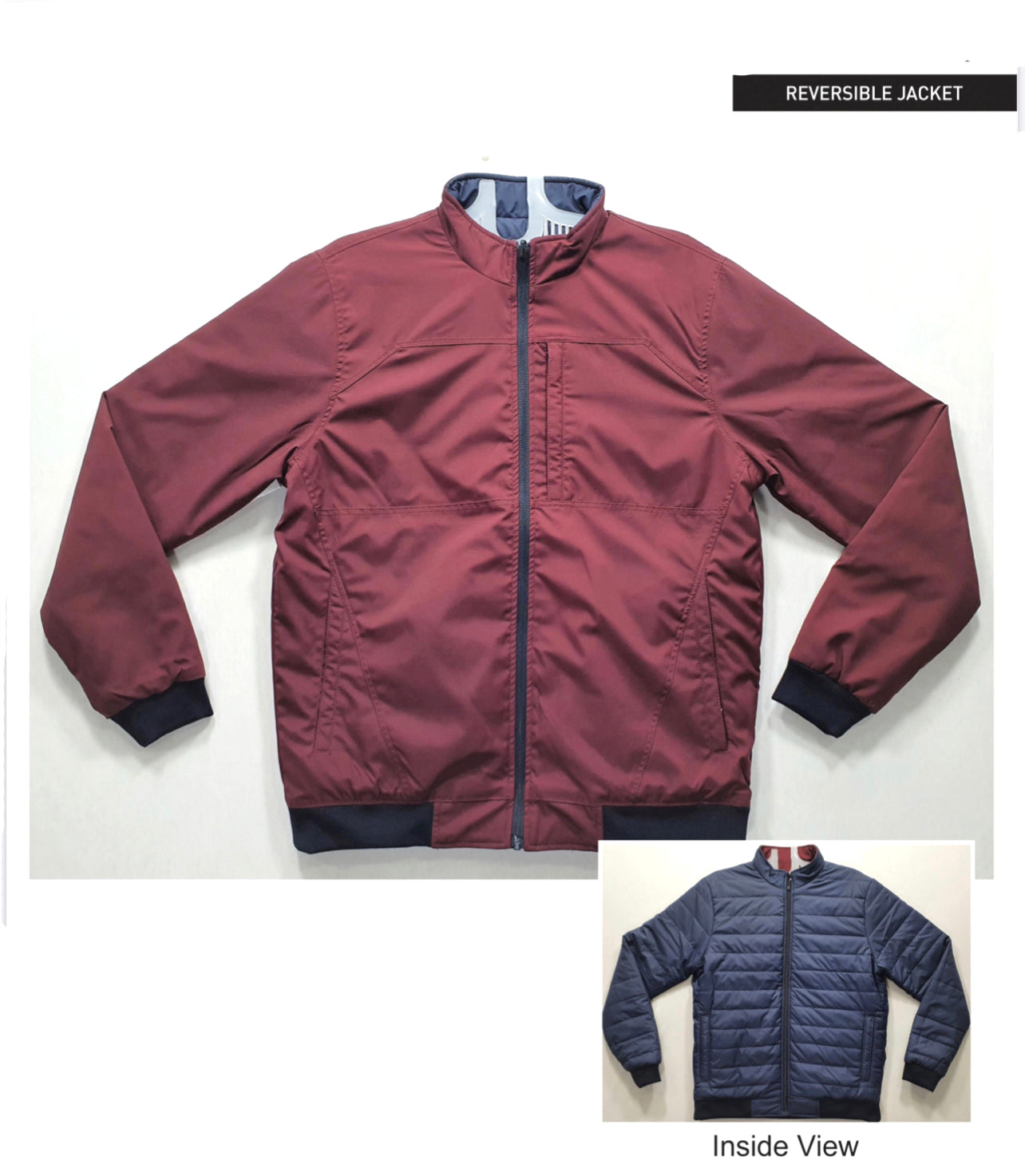 Confidence Maroon and Blue Reversible Jacket