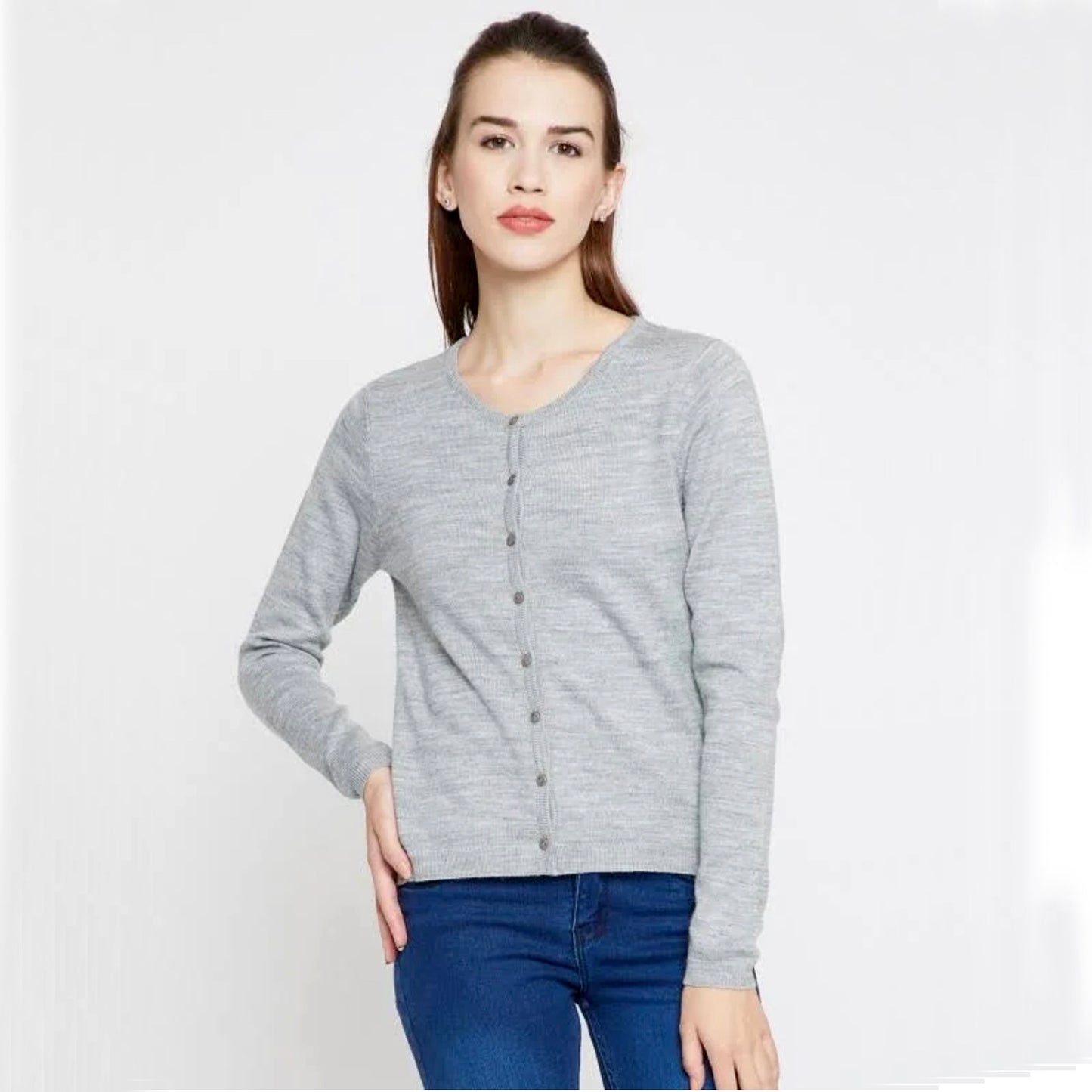 Kanvin Grey Front Open Cardigan