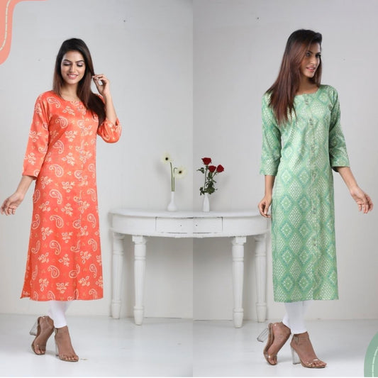 Kanvin Orange and Green Kurti