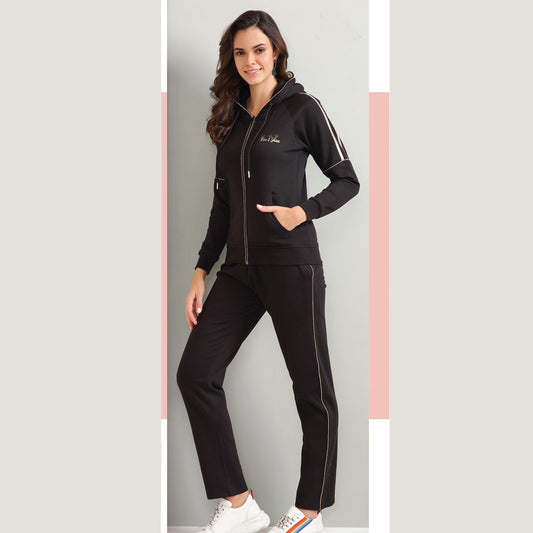 Kayal Black Track Suit with Hoodie